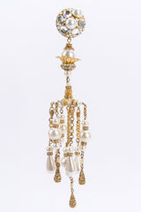 Vintage David Mandel Crystal Pearl Filigree Chandelier Earrings single hang @ Recess LA