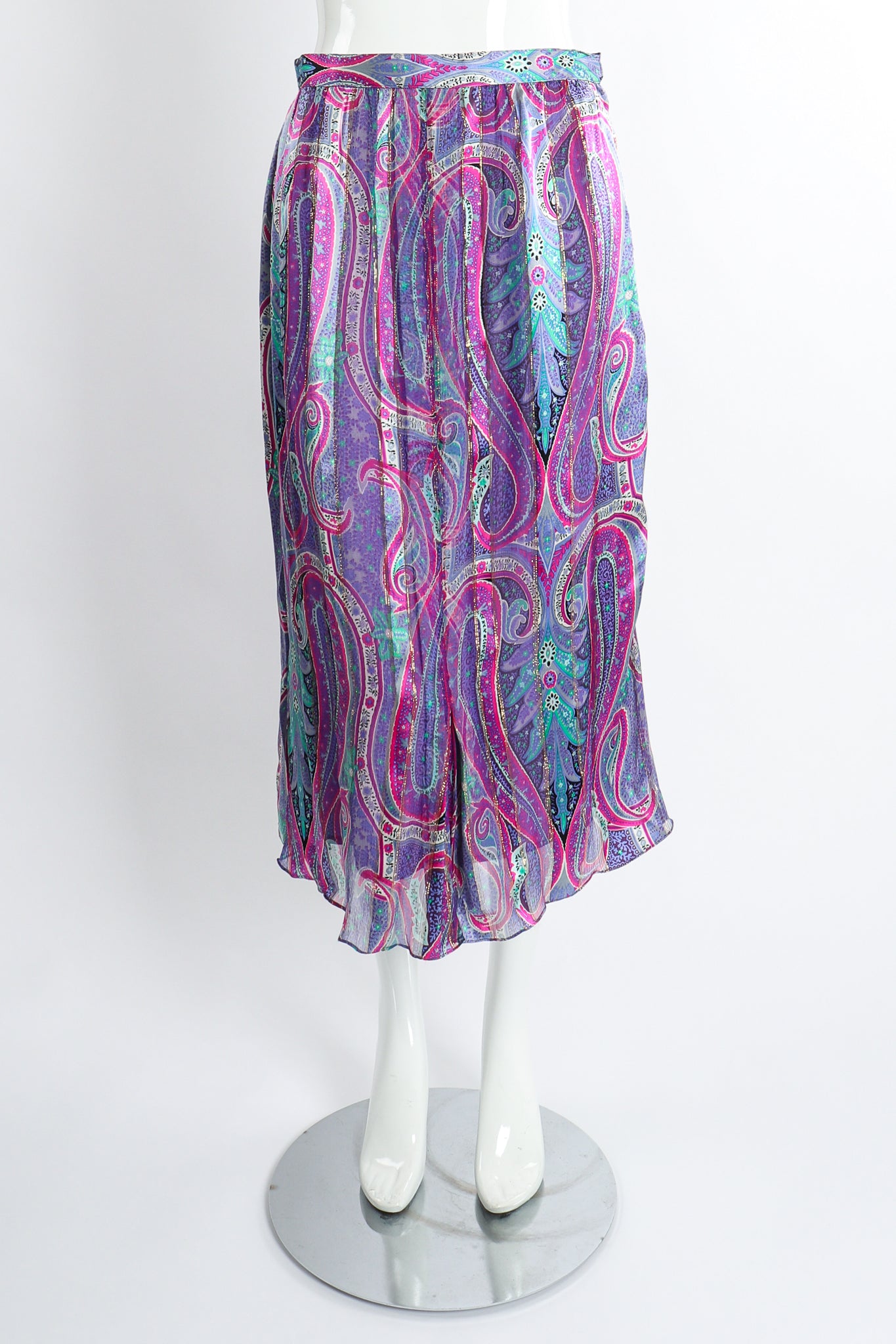 Vintage Silk Farm Sheer Paisley Skirt Set front at Recess Los Angeles