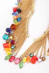 Recess Los Angeles Vintage David Mandel The Show Must Go On XL Rainbow Beaded Fringe Waterfall Dangle Earring