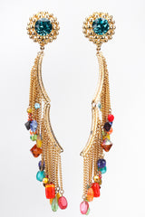 Recess Los Angeles Vintage David Mandel The Show Must Go On XL Rainbow Beaded Fringe Waterfall Dangle Earring