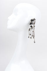 Recess Los Angeles Vintage David Mandel The Show Must Go On Crystal Waterfall Fringe Chandelier Drop Earrings