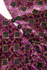 Recess Los Angeles Vintage The Silk Farm Velvet Lamé Burnout Lattice Halter Moroccan Tile Dress