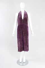 Recess Los Angeles Vintage The Silk Farm Velvet Lamé Burnout Lattice Halter Moroccan Tile Dress