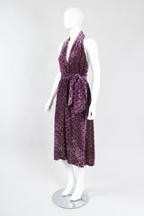 Recess Los Angeles Vintage The Silk Farm Velvet Lamé Burnout Lattice Halter Moroccan Tile Dress