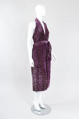 Recess Los Angeles Vintage The Silk Farm Velvet Lamé Burnout Lattice Halter Moroccan Tile Dress