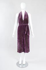 Recess Los Angeles Vintage The Silk Farm Velvet Lamé Burnout Lattice Halter Moroccan Tile Dress