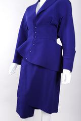 Recess Los Angeles Vintage Thierry Mugler Architectural Jacket Wrap Skirt Suit Set Fins Fitted Waist Violet Purple