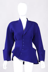 Recess Los Angeles Vintage Thierry Mugler Architectural Jacket Wrap Skirt Suit Set Fins Fitted Waist Violet Purple