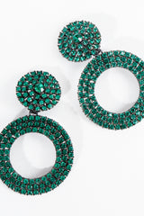 Vintage Thelma Deutsch Crystal Emerald Hoop Drop Earrings
