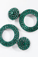 Vintage Thelma Deutsch Crystal Emerald Hoop Drop Earrings