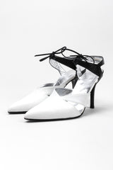 Recess Los Angeles Vintage Thierry Mugler Graphic B&W Black And White Ankle Strap Heels
