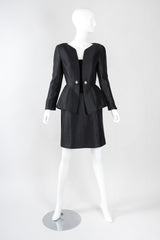 Recess Los Angeles Vintage Thierry Mugler Contoured Silk Peplum Jacket & Skirt Suit Set