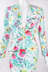 Recess Los Angeles Designer Consignment Vintage Thierry Mugler Floral Watercolor Matelassé Jacket & Skirt Suit Set