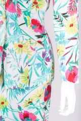 Recess Los Angeles Designer Consignment Vintage Thierry Mugler Floral Watercolor Matelassé Jacket & Skirt Suit Set
