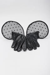 Recess Los Angeles Vintage Thomasine Short Leather Dot Mesh Cuff Gloves
