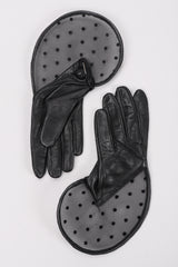 Recess Los Angeles Vintage Thomasine Short Leather Dot Mesh Cuff Gloves