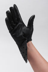 Recess Los Angeles Vintage Thomasine Short Leather Dot Mesh Cuff Gloves