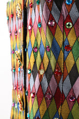 Vintage Todd Oldham Rainbow Rhinestone Harlequin Vest on Mannequin stones at Recess Los Angeles