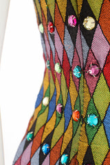 Vintage Todd Oldham Rainbow Rhinestone Harlequin Vest threads at Recess Los Angeles