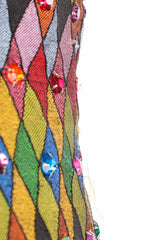 Vintage Todd Oldham Rainbow Rhinestone Harlequin Vest threads at Recess Los Angeles