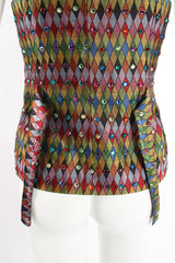 Vintage Todd Oldham Rainbow Rhinestone Harlequin Vest on Mannequin back tie at Recess Los Angeles