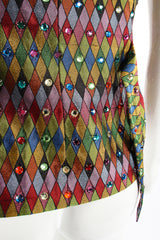 Vintage Todd Oldham Rainbow Rhinestone Harlequin Vest on Mannequin back runs at Recess Los Angeles