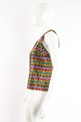 Vintage Todd Oldham Rainbow Rhinestone Harlequin Vest on Mannequin side at Recess Los Angeles