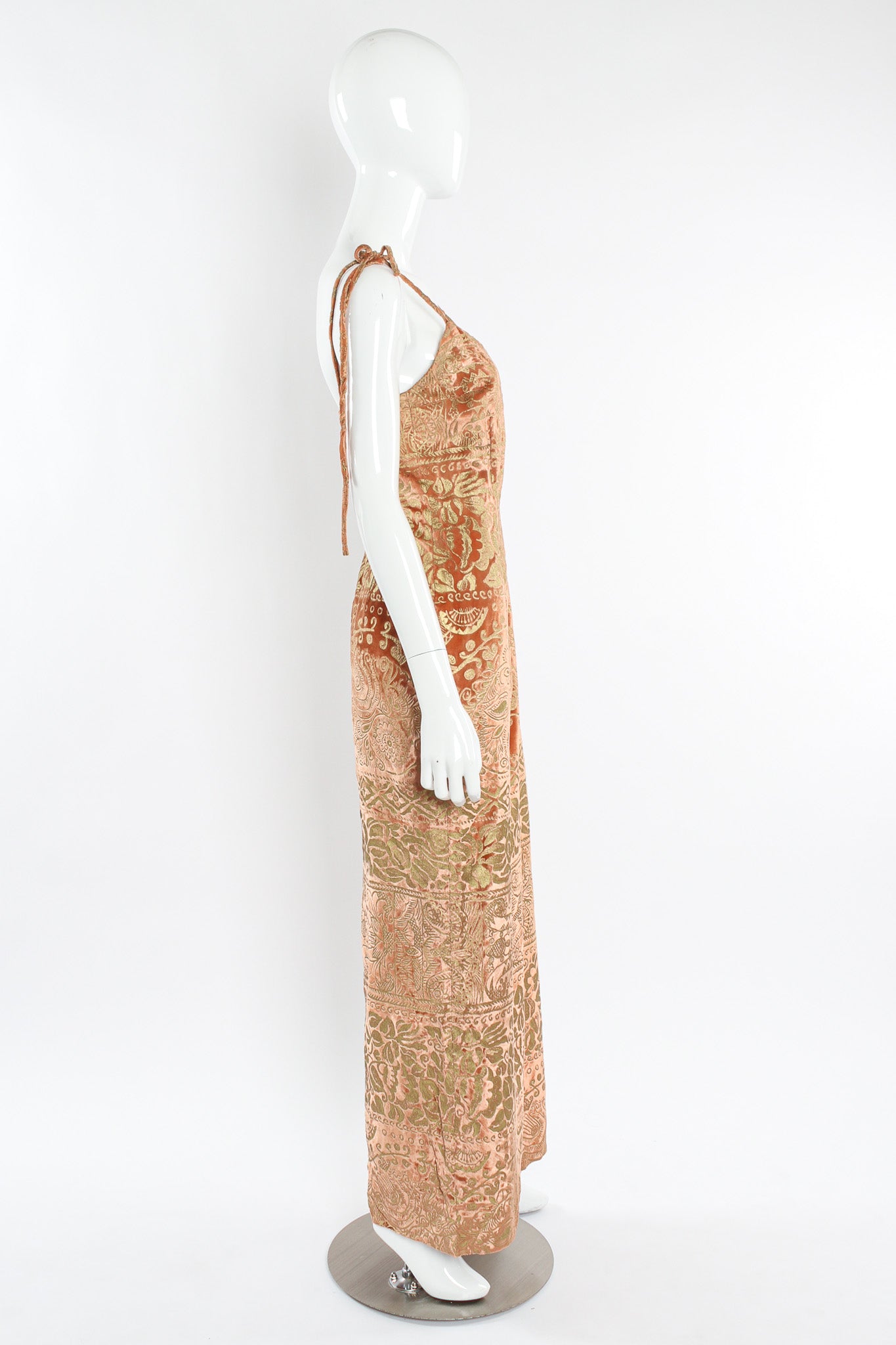 Vintage Todd Oldham Floral Velvet Dress mannequin side @ Recess LA