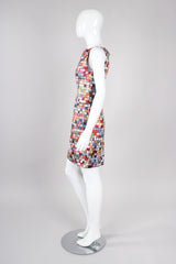 Recess Los Angeles Vintage Todd Oldham Satin Mod Square Confetti Print Cocktail Dress