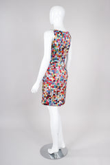 Recess Los Angeles Vintage Todd Oldham Satin Mod Square Confetti Print Cocktail Dress