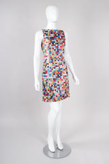 Recess Los Angeles Vintage Todd Oldham Satin Mod Square Confetti Print Cocktail Dress