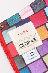 Recess Los Angeles Vintage Todd Oldham Satin Mod Square Confetti Print Cocktail Dress