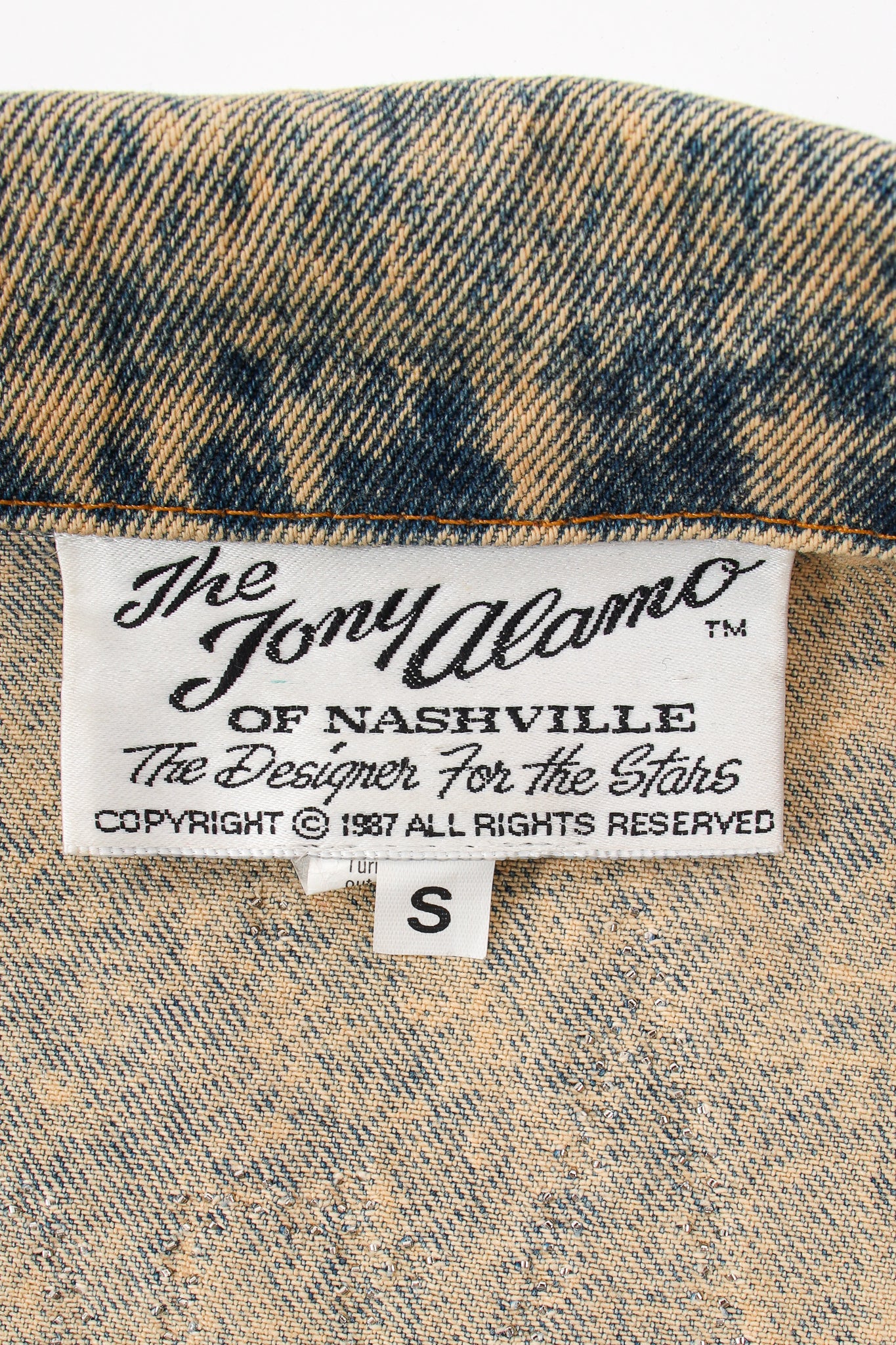 Vintage Tony Alamo Los Angeles City of Angles Denim Jacket label at Recess LA