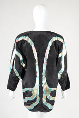 Recess Vintage Terry + Toni black Metallic Paint Pour Jacket on white mannequin, back