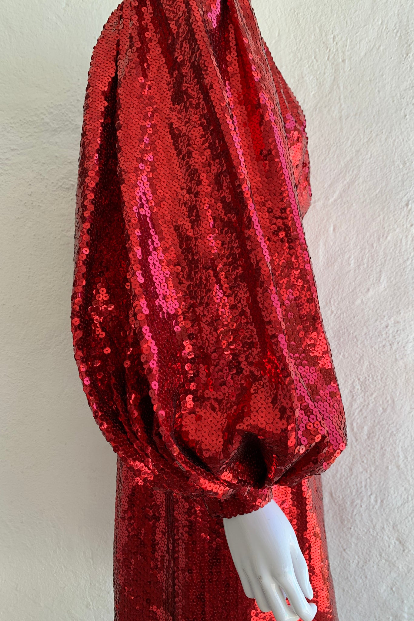 Vintage Touch of Paris by Carmen Zweig Sequin Balloon Sleeve Dress On Mannequin sleeve at Recess