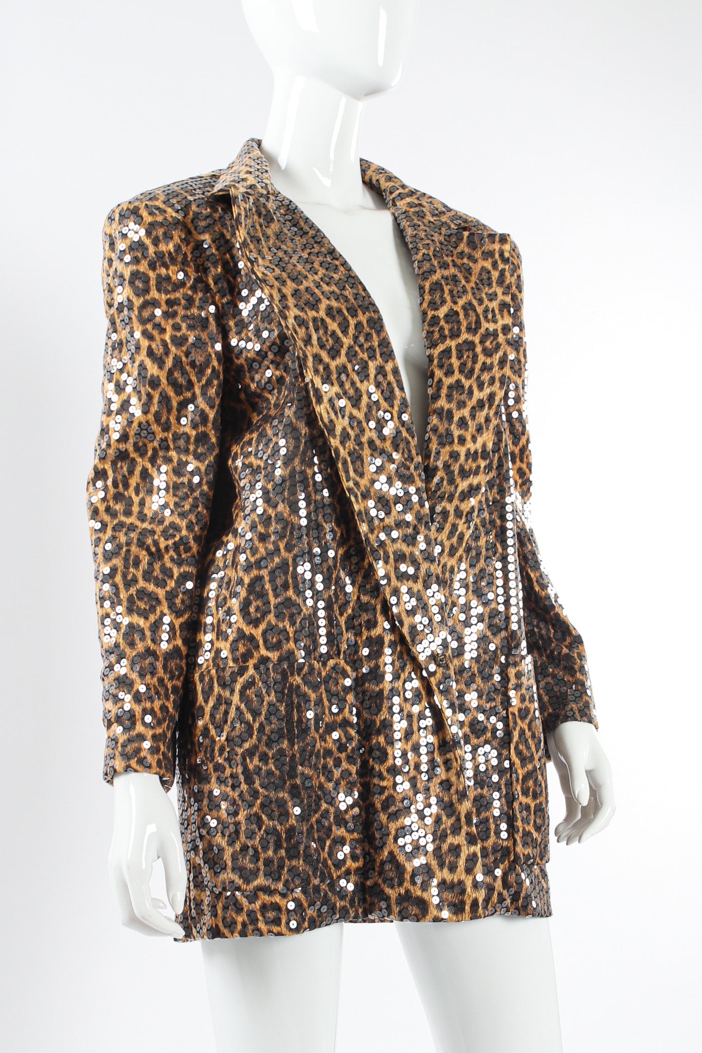 Vintage Travilla Sequin Leopard Print Blazer mannequin angle @ Recess Los Angeles