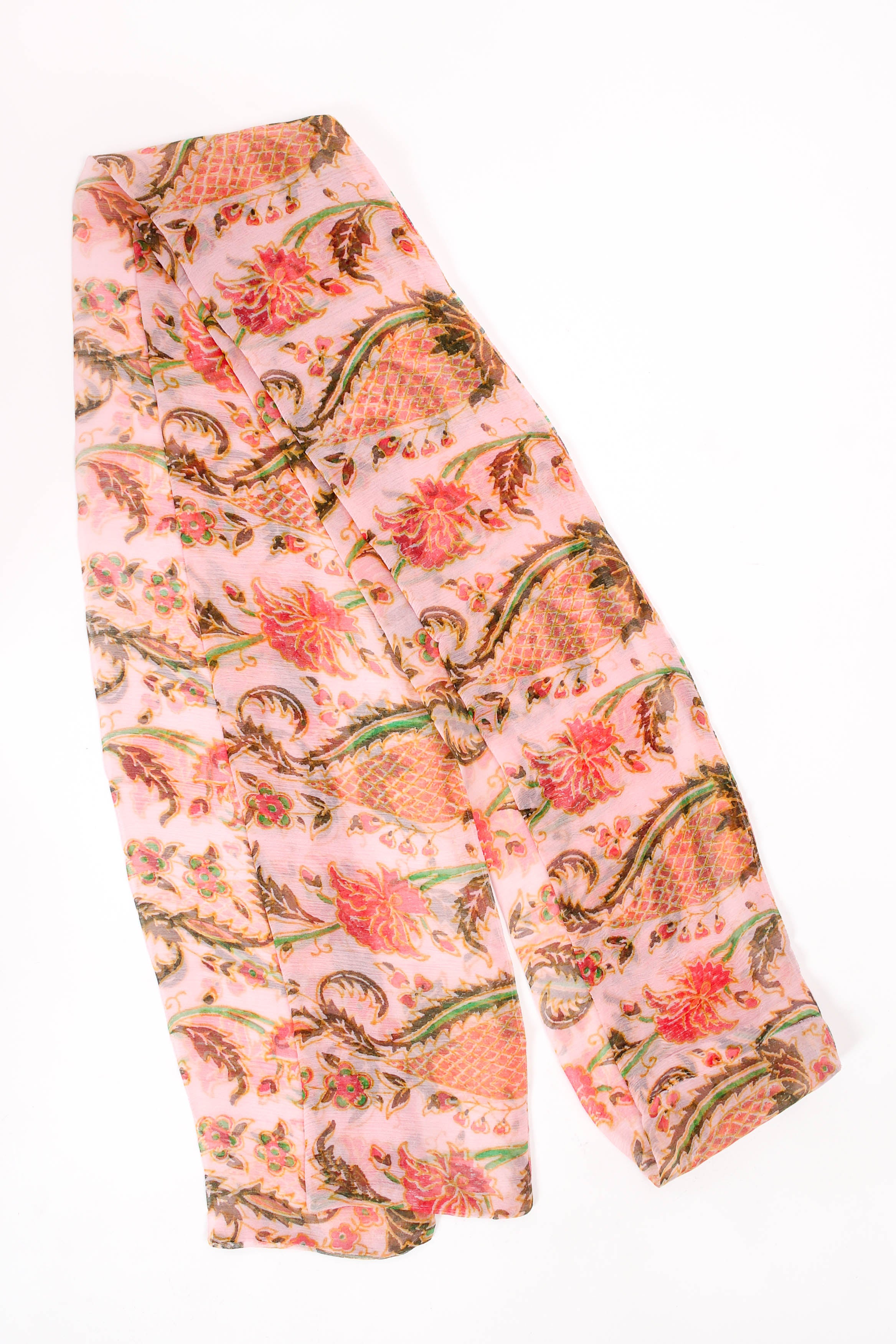 Vintage Treacy Lowe Sheer Botanical Peasant Dress self-fabric tie  @ Recess LA
