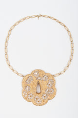 Recess Los Angeles Vintage Trifari Textured Brutalist Blossom Medallion Plate Necklace