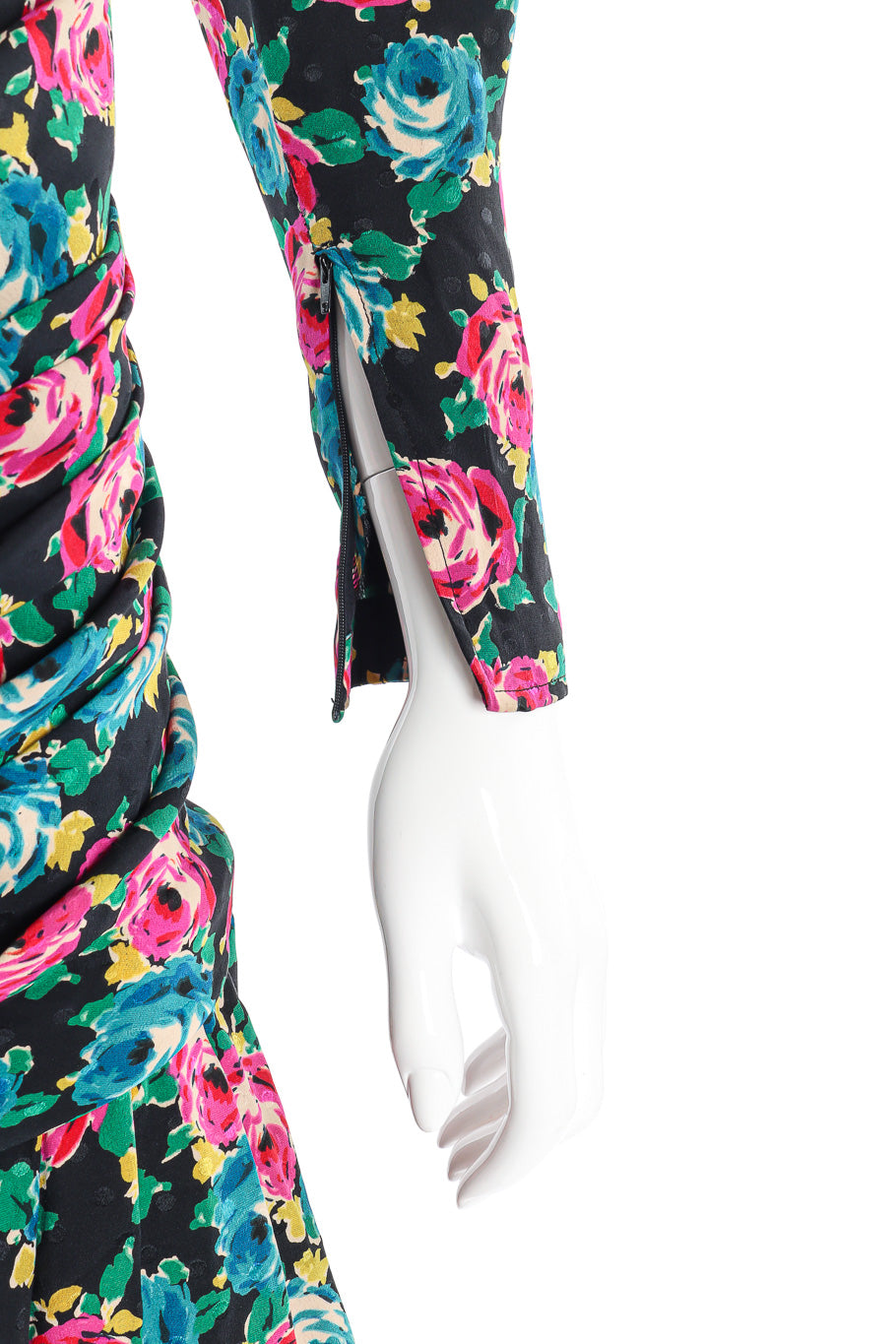 Emanuele Ungaro rose print silk dress sleeve detail @recessla