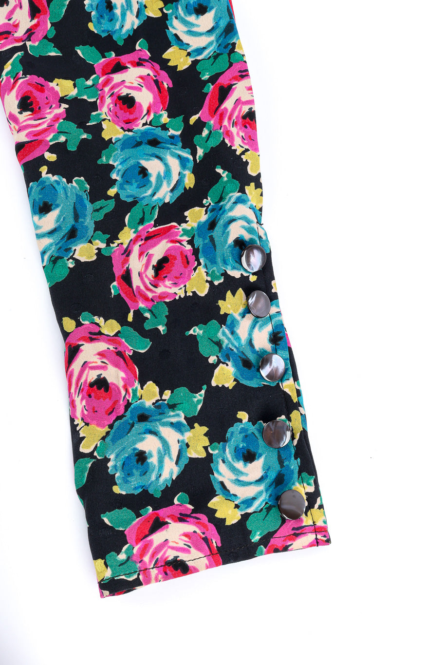 Emanuele Ungaro rose print silk dress button detail @recessla