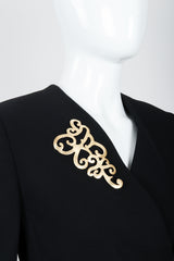 Vintage Ugo Correani Baroque Matte Swirl Brooch on mannequin at Recess Los Angeles
