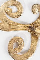 Vintage Ugo Correani Baroque Matte Swirl Earrings rectangle signature cartouche