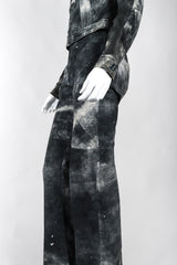 Recess Los Angeles Vintage Miura Ultimo Tie-Dye Suede Jacket Pants Set Metal Snap Buttons Grey