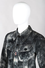 Recess Los Angeles Vintage Miura Ultimo Tie-Dye Suede Jacket Pants Set Metal Snap Buttons Grey