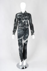 Recess Los Angeles Vintage Miura Ultimo Tie-Dye Suede Jacket Pants Set Metal Snap Buttons Grey