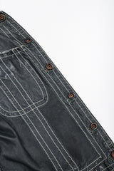 Recess Los Angeles Vintage Miura Ultimo Tie-Dye Suede Jacket Pants Set Metal Snap Buttons Grey