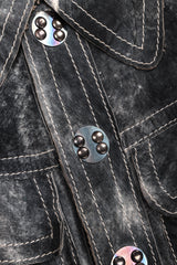 Recess Los Angeles Vintage Miura Ultimo Tie-Dye Suede Jacket Pants Set Metal Snap Buttons Grey