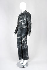 Recess Los Angeles Vintage Miura Ultimo Tie-Dye Suede Jacket Pants Set Metal Snap Buttons Grey