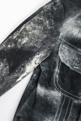 Recess Los Angeles Vintage Miura Ultimo Tie-Dye Suede Jacket Pants Set Metal Snap Buttons Grey
