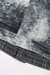 Recess Los Angeles Vintage Miura Ultimo Tie-Dye Suede Jacket Pants Set Metal Snap Buttons Grey
